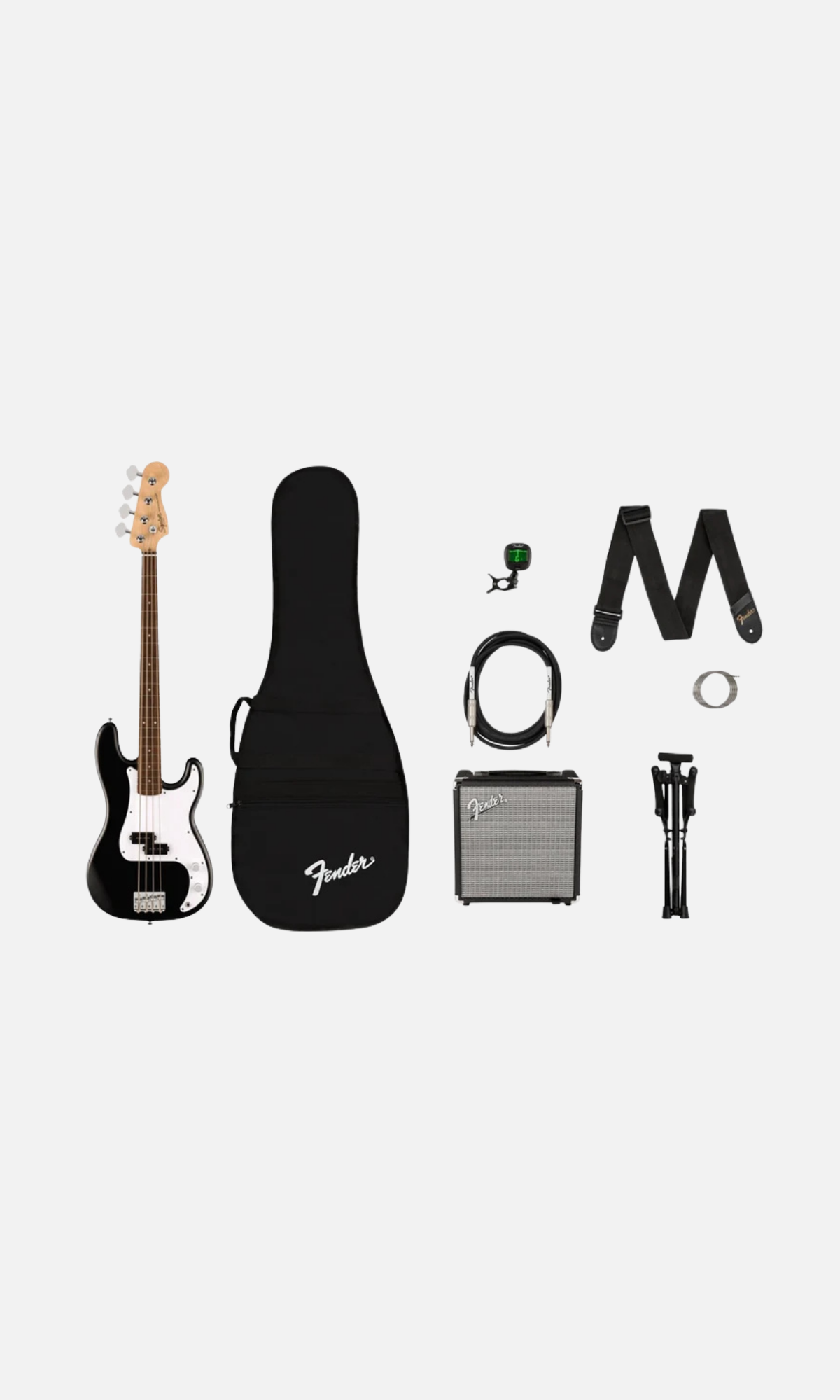 Squier Debut Collection Precision Bass Pack – Kit Completo con Amplificador Fender Rumble 15 – Negro