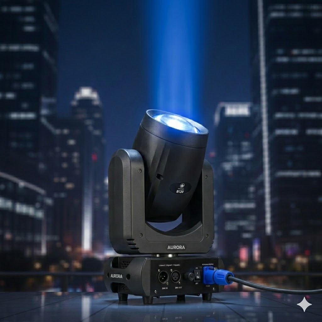 Aurora B120 – Cabeza Móvil Beam LED 120W con Doble Prisma