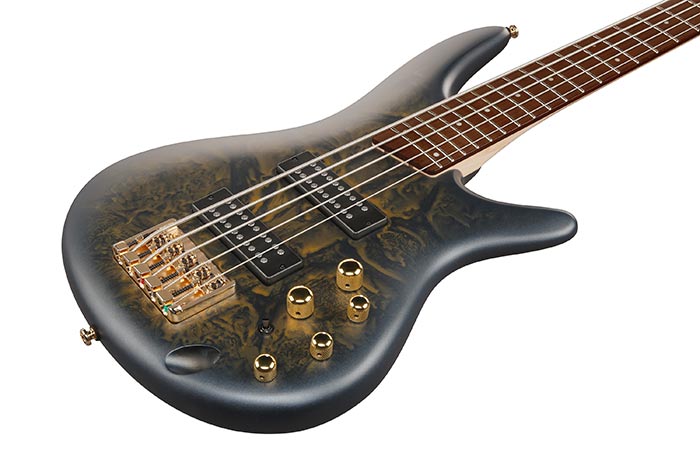 Ibanez SR305EDX-FDM Frozen Gold Matte · detalle frontal del cuerpo