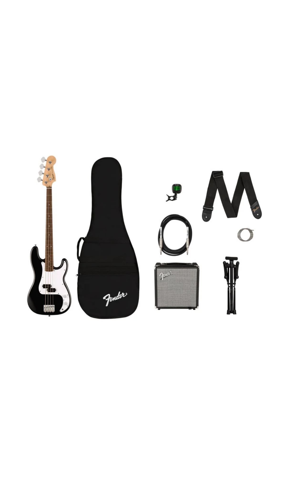 Squier Debut Collection Precision Bass Pack – Kit Completo con Amplificador Fender Rumble 15 – Negro