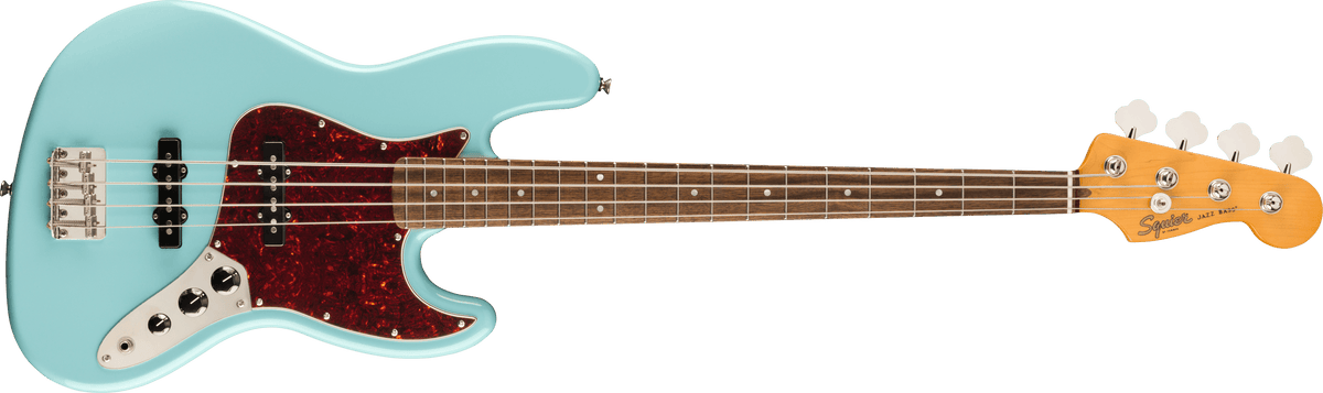 Squier Classic Vibe ’60s Jazz Bass Daphne Blue, vista frontal, referencia 0374530504