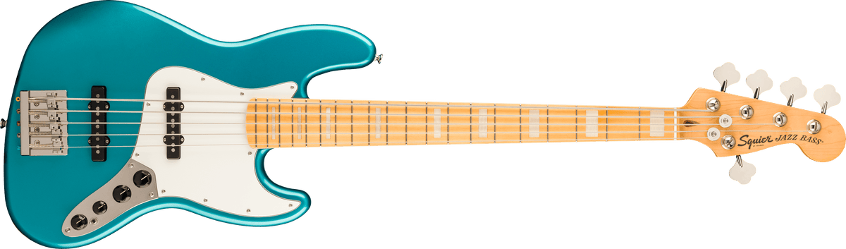 Squier Classic Vibe Active ’70s Jazz Bass V Ocean Turquoise, vista frontal, referencia 0374553508