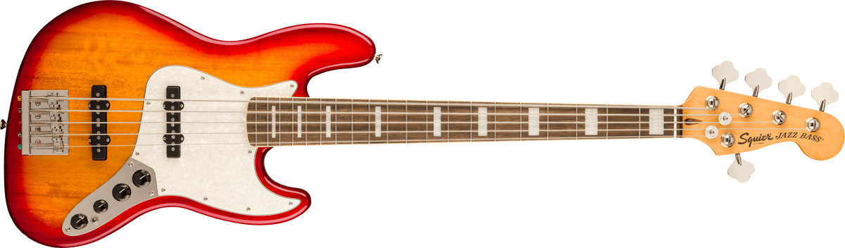Squier Classic Vibe Active ’70s Jazz Bass V Sienna Sunburst, vista frontal, referencia 0374554547