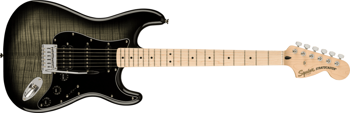 Squier Affinity Stratocaster FMT HSS Black Burst, vista frontal, referencia 0378153539