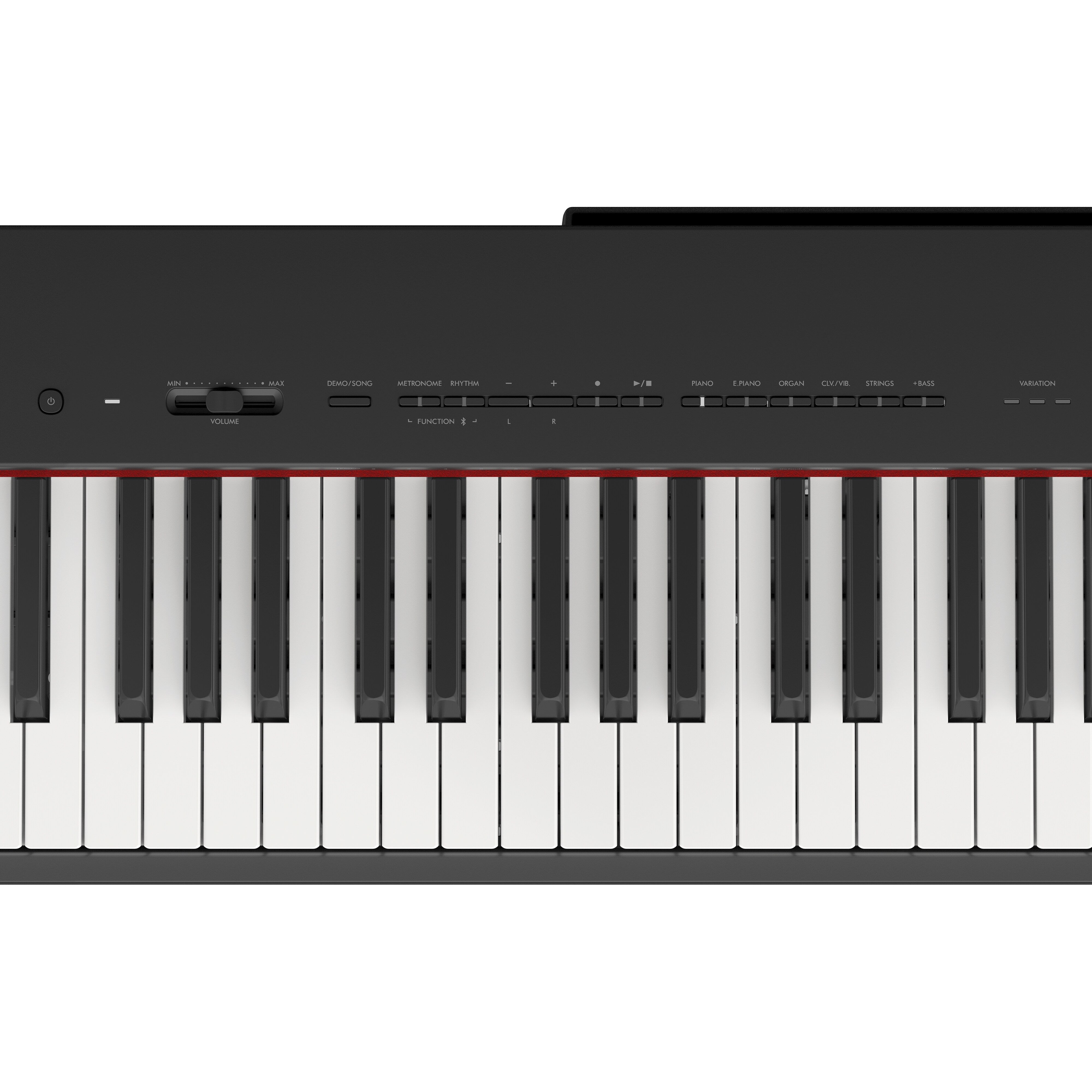 Panel de controles y teclado del piano digital Yamaha P-225B negro